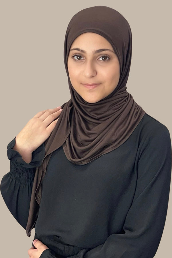 Modish Girl Pre-Sewn Jersey Hijab-Chocolate Brown