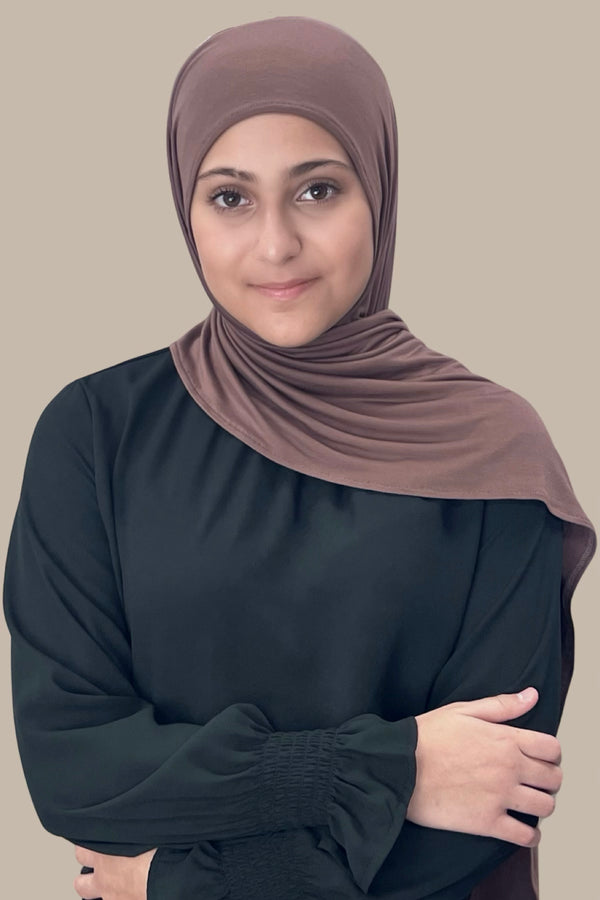 Modish Girl Pre-Sewn Jersey Hijab-Mocha Brown