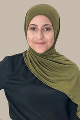 Modish Girl Pre-Sewn Jersey hijab-Olive Green