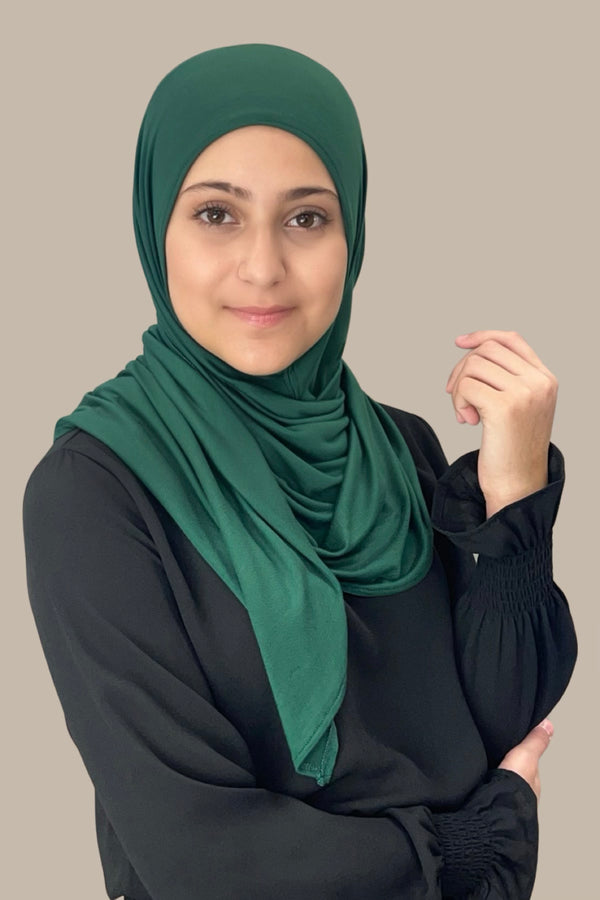 Modish Girl Pre-Sewn Jersey hijab-Forrest Green