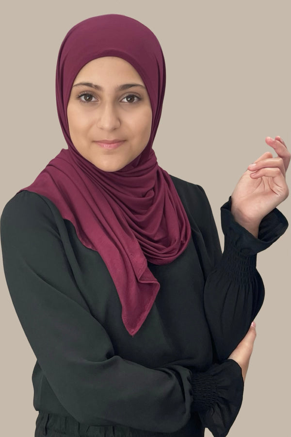 Modish Girl Pre-Sewn Jersey Hijab-Burgundy