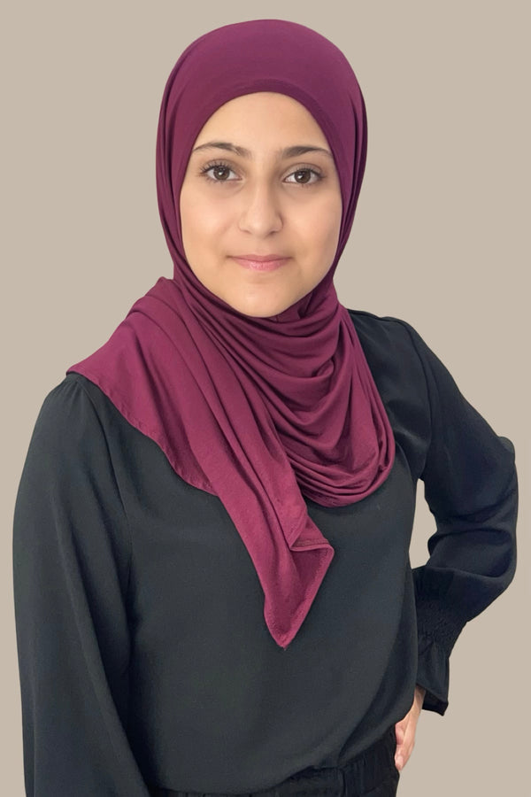 Modish Girl Pre-Sewn Jersey Hijab-Burgundy