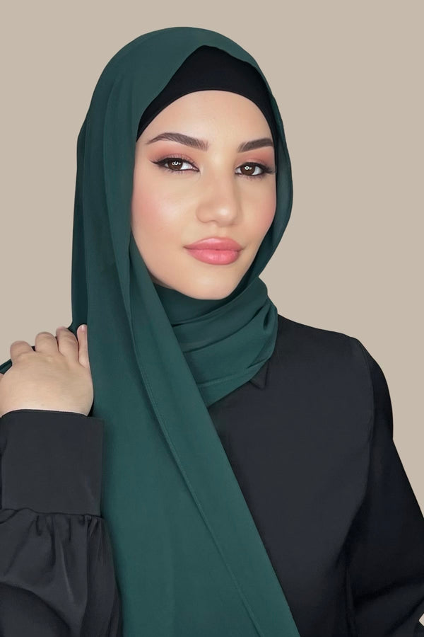Luxury Chiffon Hijab-Deep Green