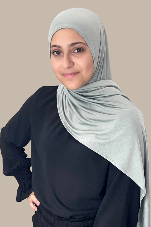 Modish Girl Pre-Sewn Jersey Hijab-Stone Green