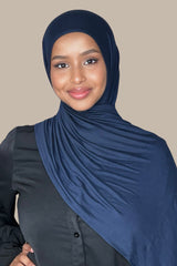 Pre-Sewn Jersey Hijab-Navy