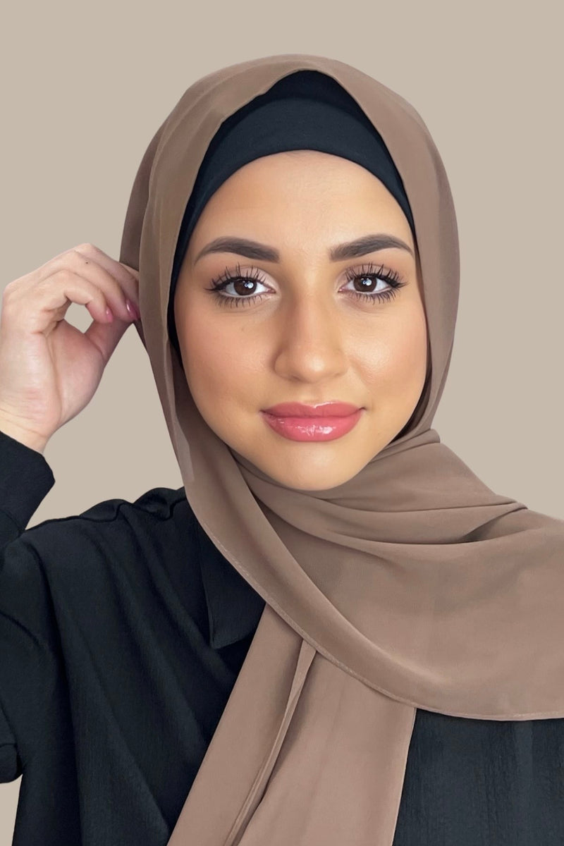 Luxury Chiffon Hijab-Walnut Brown