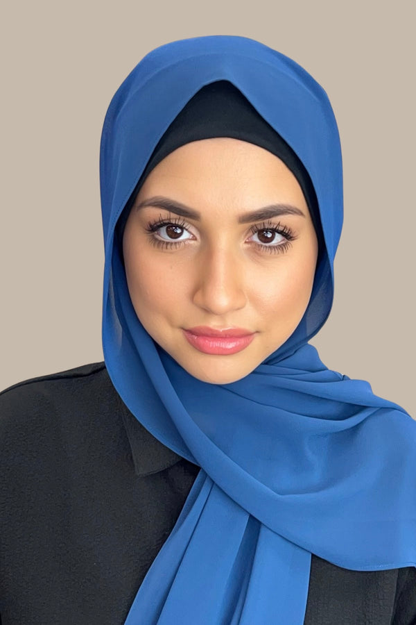 Luxury Chiffon Hijab-Blue Jay