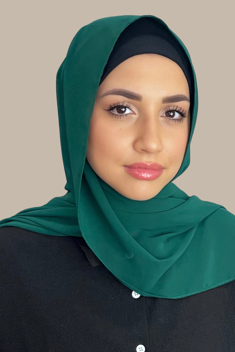 Luxury Chiffon Hijab-Forrest Green