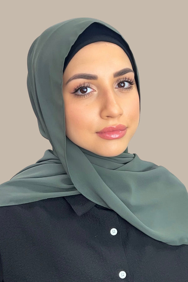 Luxury Chiffon Hijab-Army Green