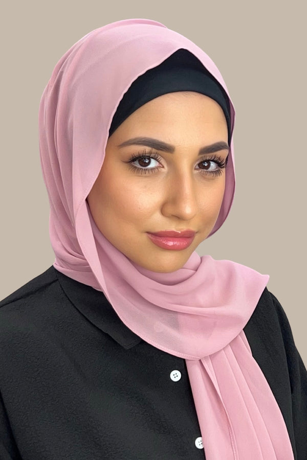 Luxury Chiffon Hijab-Blush Rose