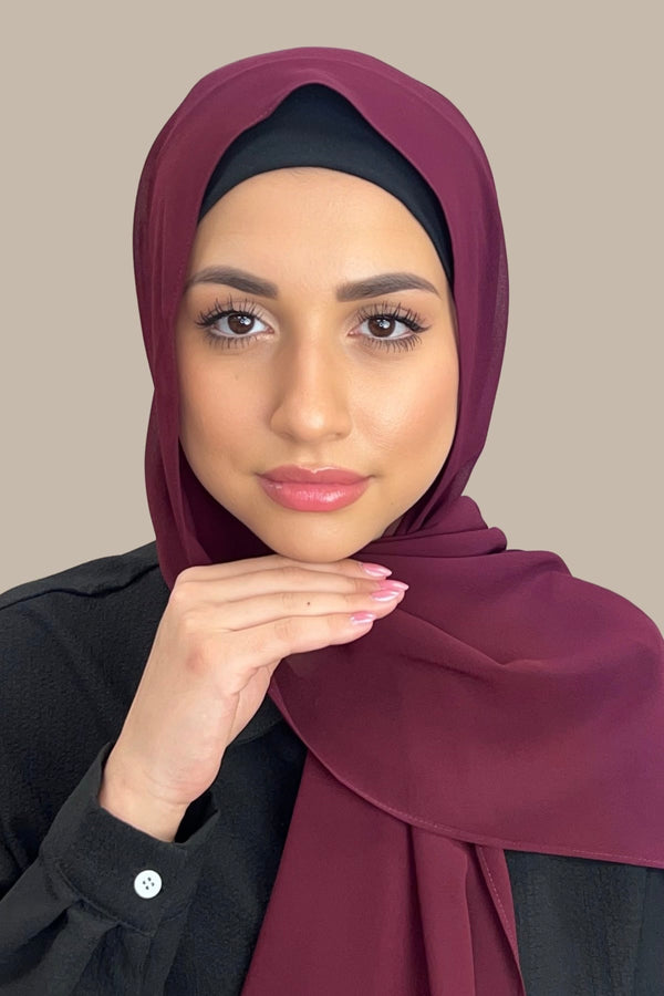 Luxury Chiffon Hijab-Mahogany