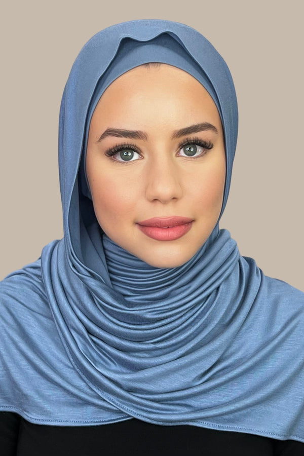 Premium Jersey Hijab-Blue Grey