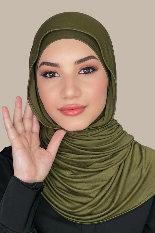 Premium Jersey Hijab-Olive Green