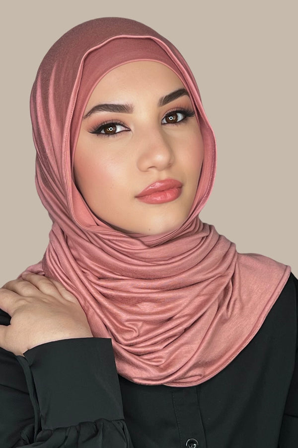 Premium Jersey Hijab-Wood Rose