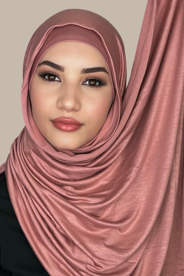 Premium Jersey Hijab-Wood Rose