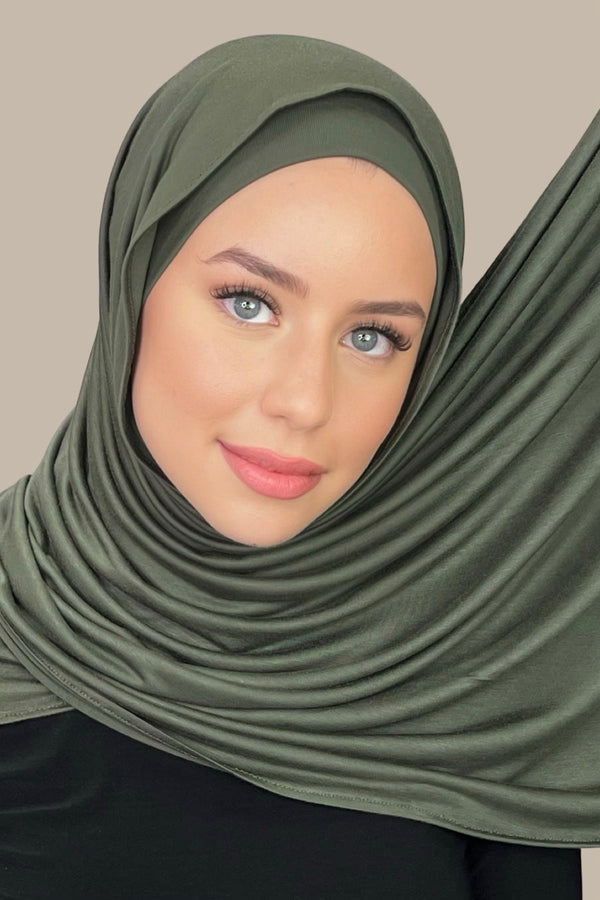 Premium Jersey Hijab-Army Green