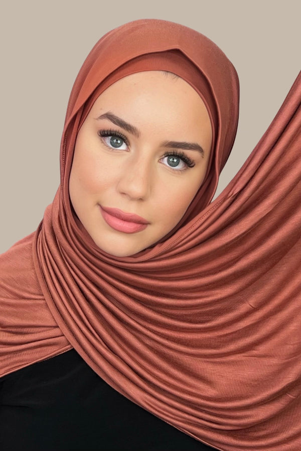 Premium Jersey Hijab-Brick Red
