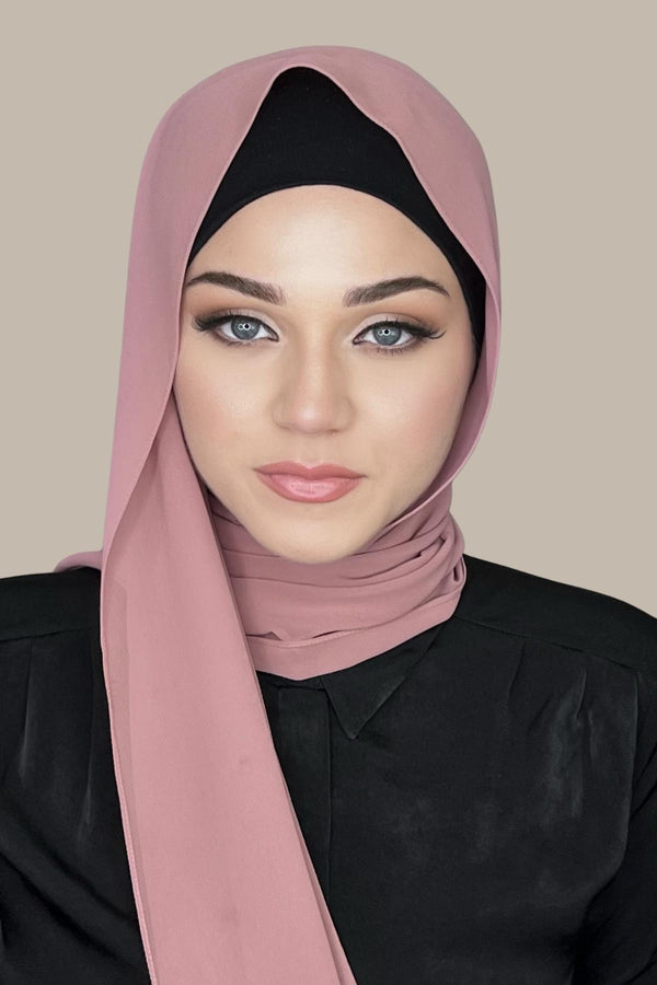 Luxury Chiffon Hijab- Rosey Brown