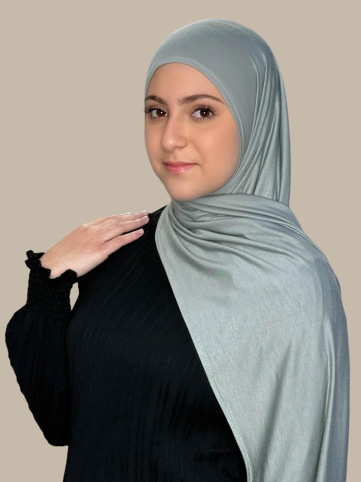 Modish Girl Pre-Sewn Jersey Hijab-Stone Green