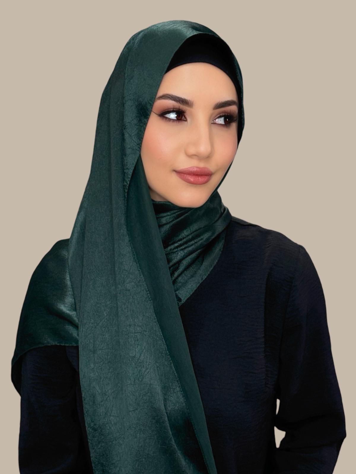 Classic Satin Hijab-Dark Green