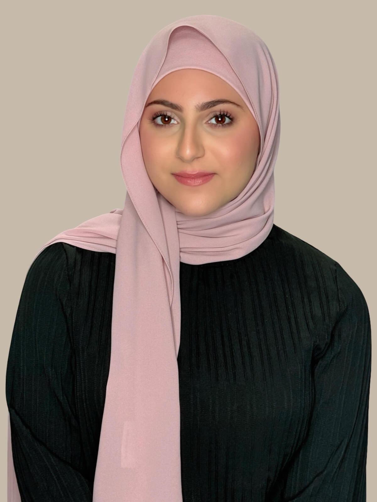 Modish Girl Matching Chiffon Hijab Set-Blush Rose