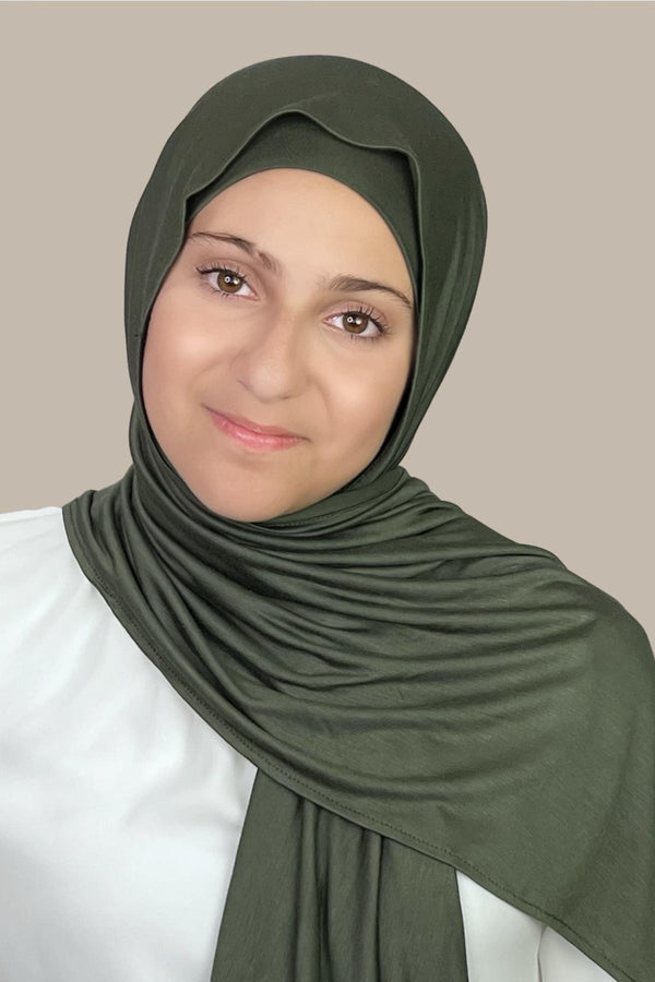 Modish Girl Premium Jersey hijab-Army Green