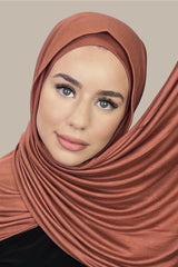 Premium Jersey Hijab-Brick Red