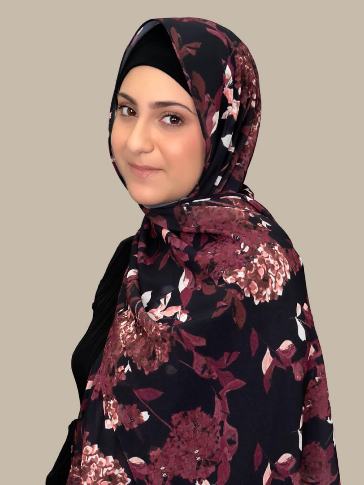 Modish Girl Printed Chiffon Hijab-Wild Orchid