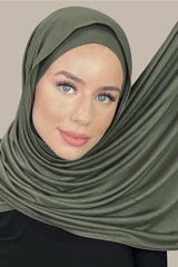 Premium Jersey Hijab-Army Green