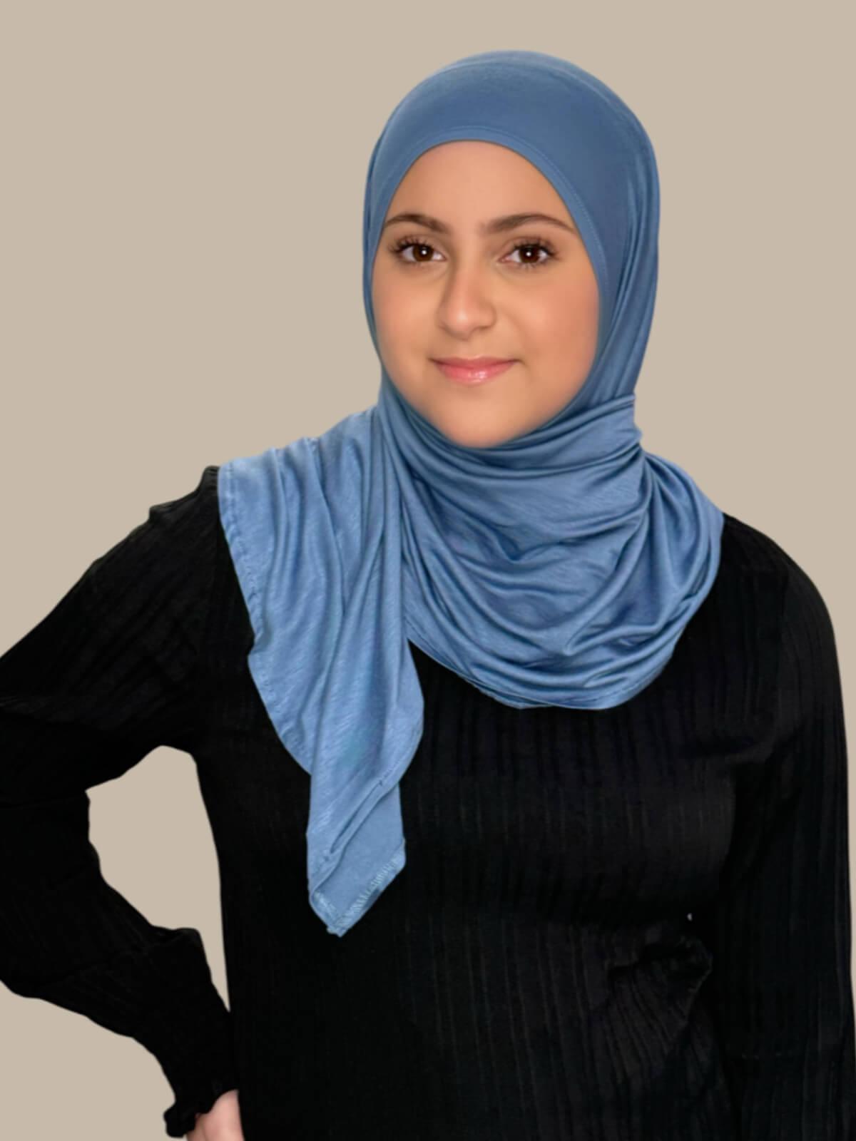 Modish Girl Pre-Sewn Jersey Hijab-Blue Grey