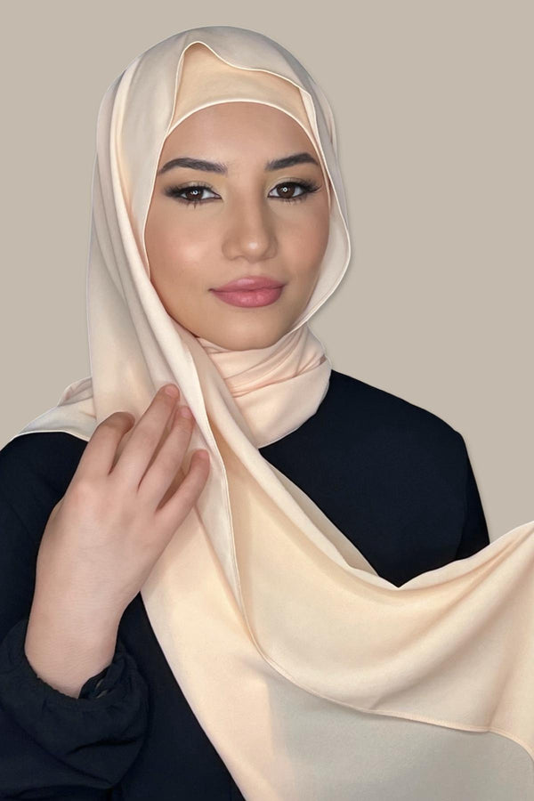 Matching Chiffon Hijab Set-Peach
