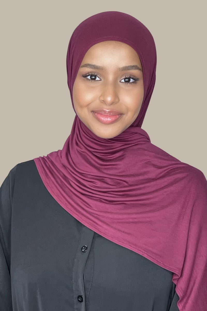 Instant Premium Jersey Hijab-Burgundy