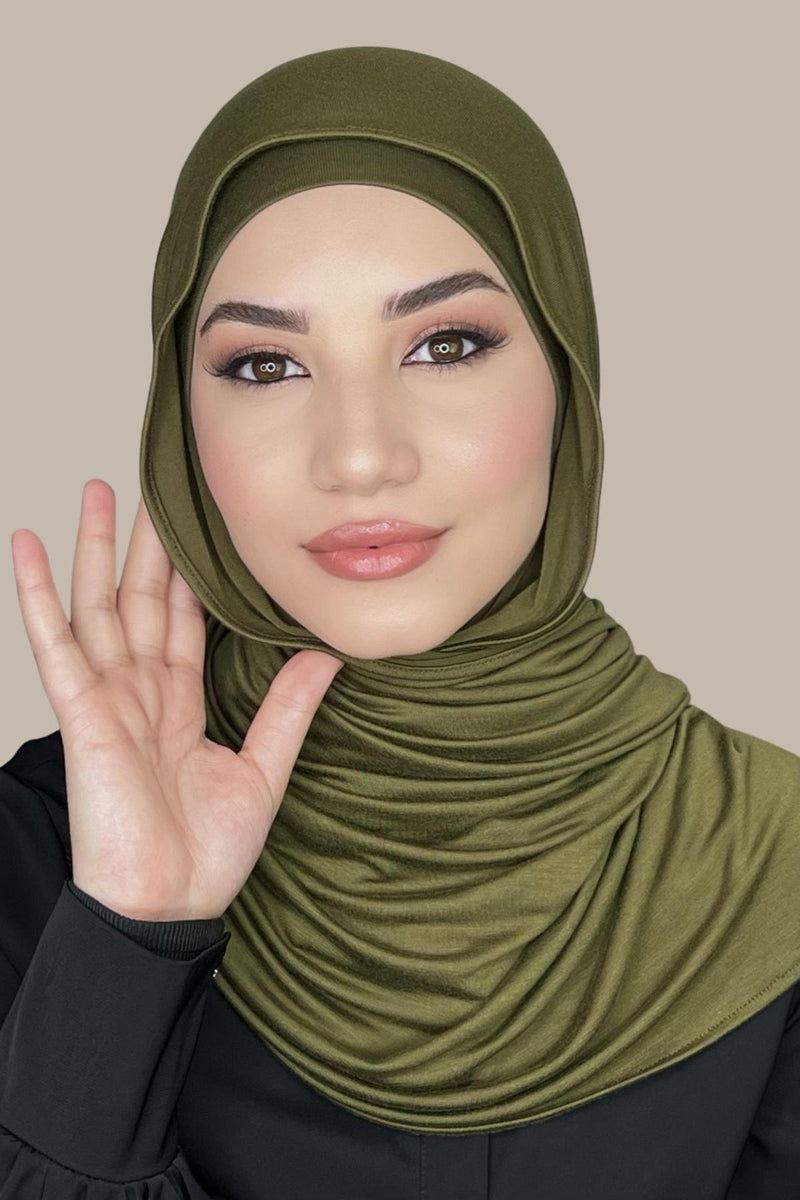 MODASTY  Premium Jersey Hijab - Yonge Olive Green