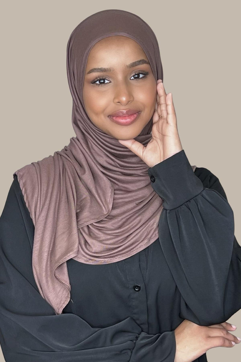 Rådne pistol beskæftigelse Pre-Sewn Jersey Hijab-Mocha Brown | Modish Hijab