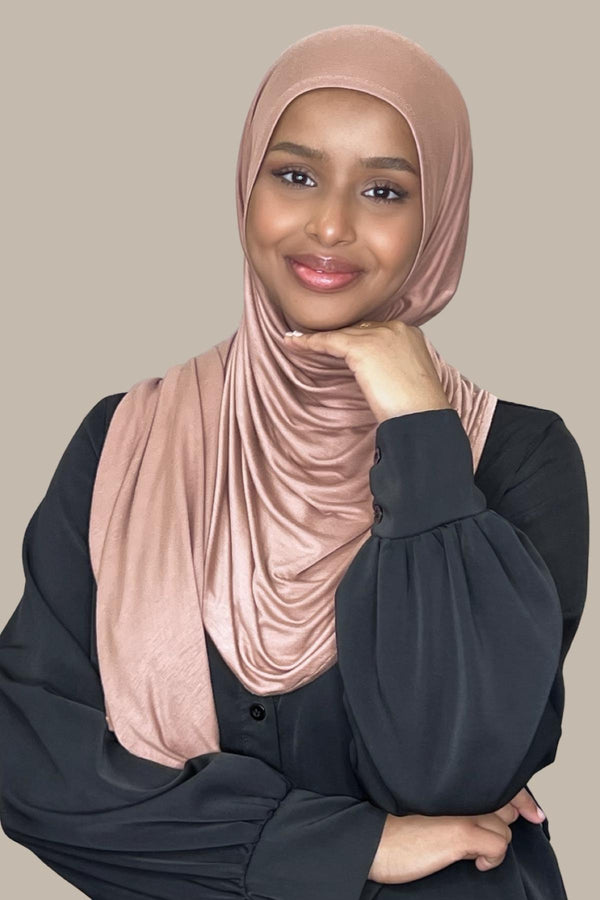 Pre-Sewn Jersey Hijab-Dusty Rose