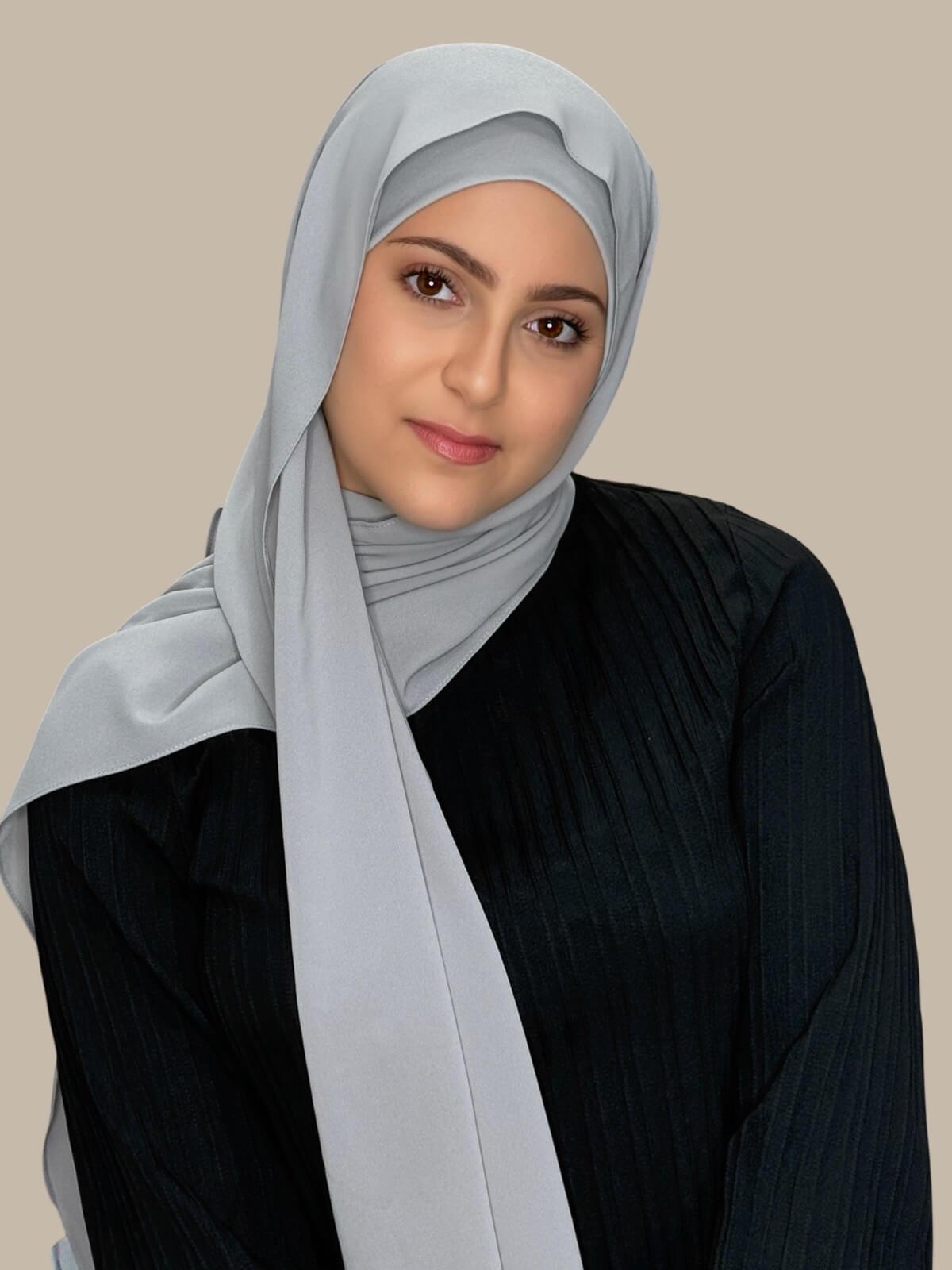 Modish Girl Matching Chiffon Hijab Set-Dolphin Gray