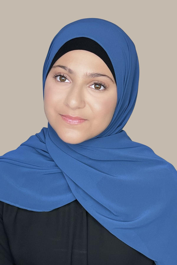 Modish Girl Luxury Chiffon Hijab-Blue Jay