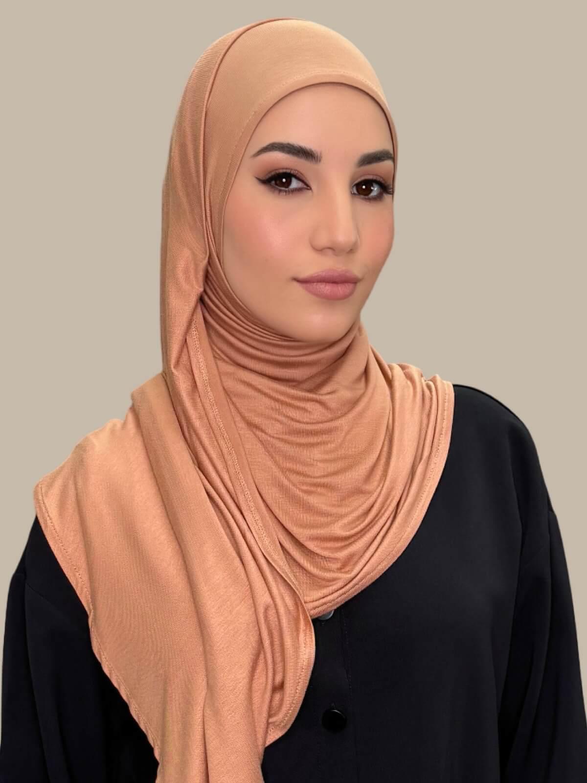 Sahara Pre-Sewn Jersey Hijab, front view on model