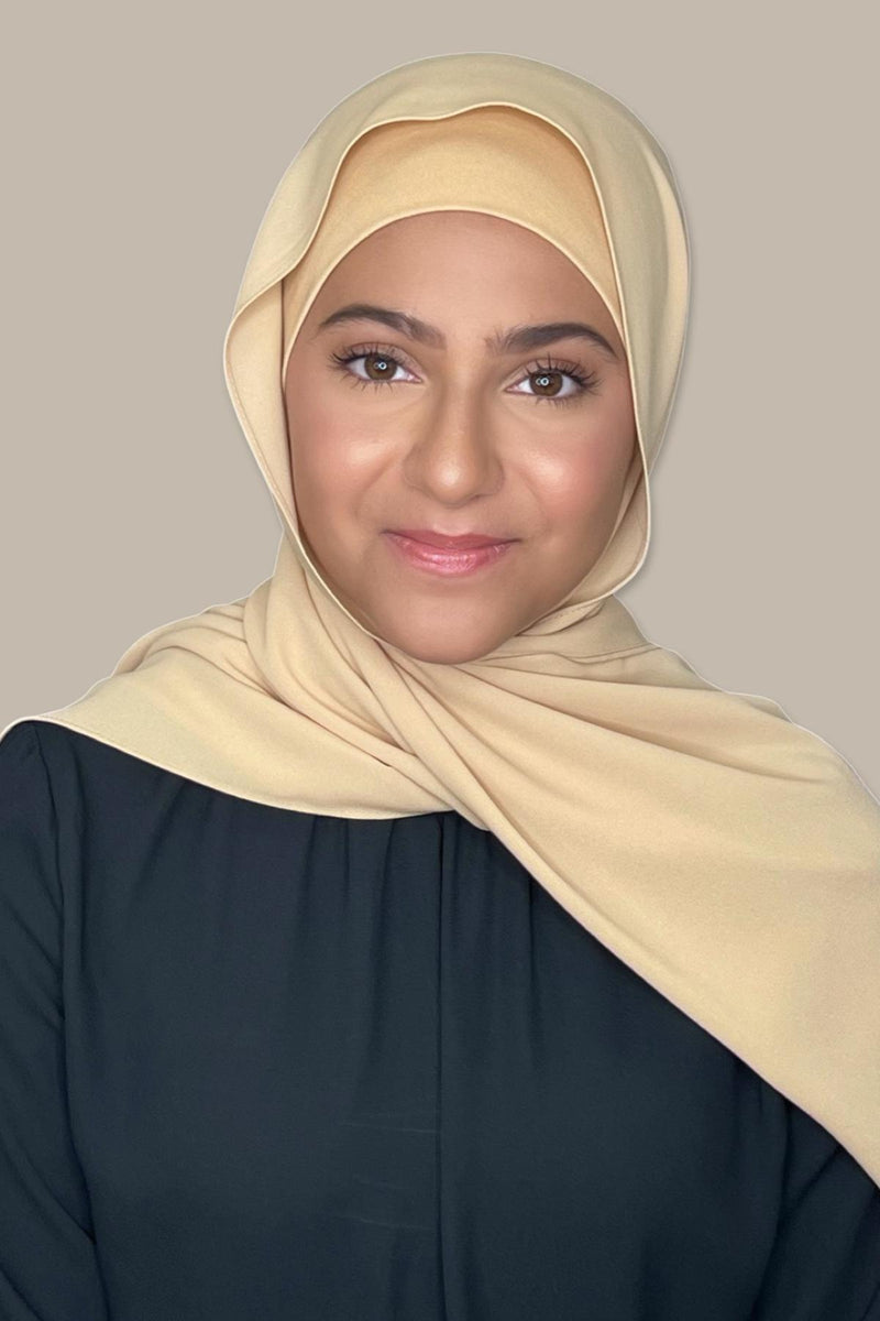 Modish Girl Matching Chiffon Hijab Set-Caramel