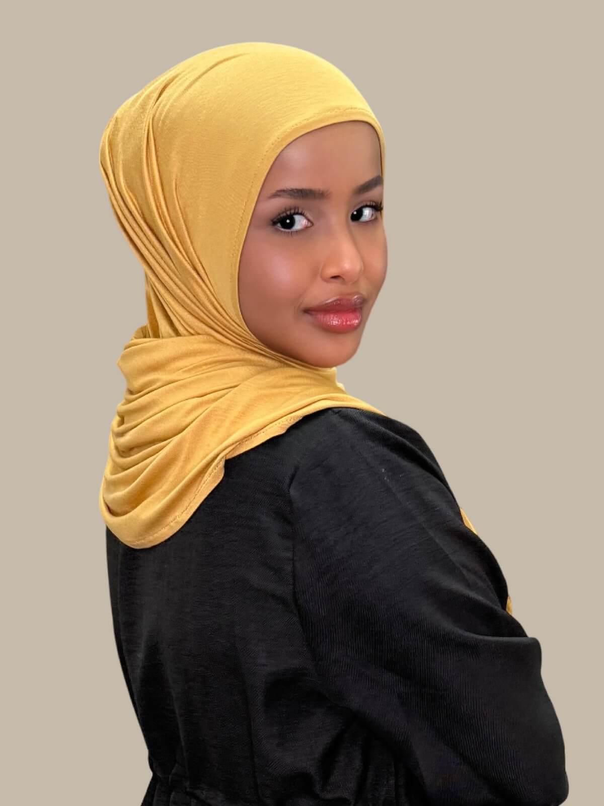 Pre-Sewn Jersey Hijab-Saffron