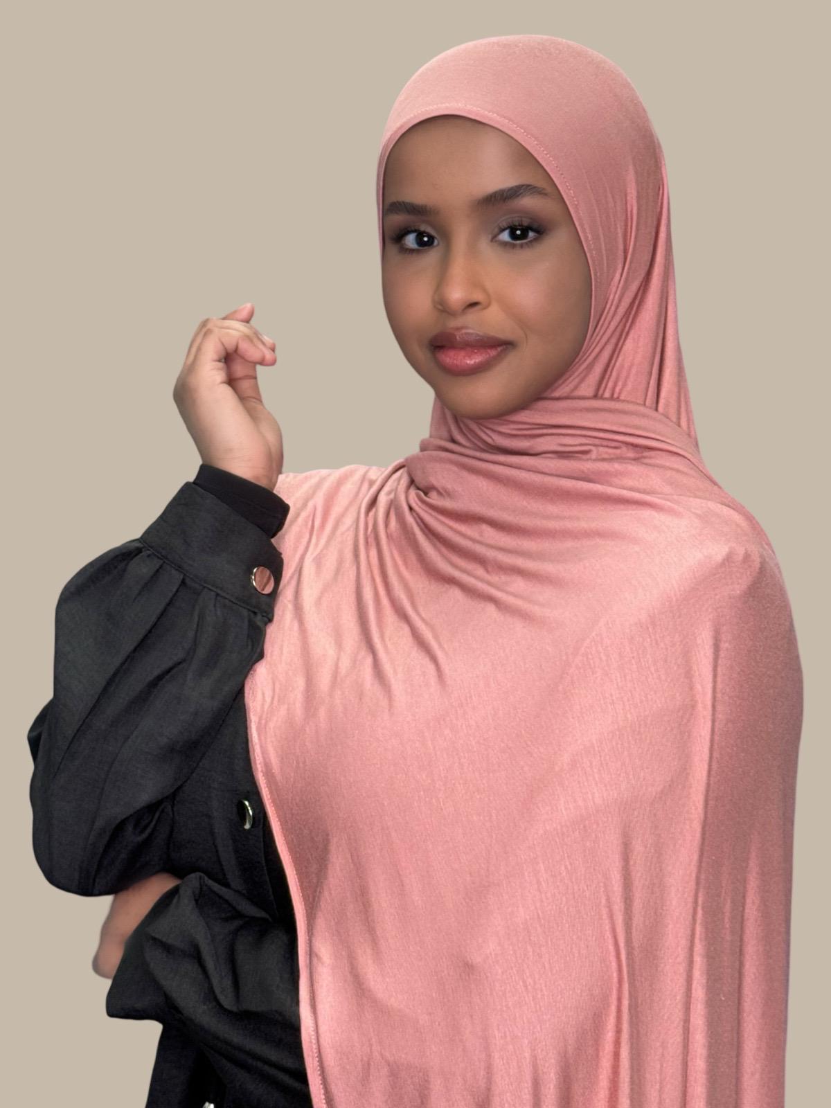 Pre-Sewn Jersey Hijab-Wood Rose