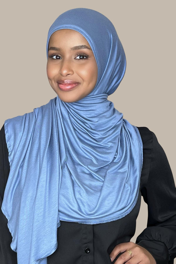 Instant Premium Jersey Hijab-Blue Grey