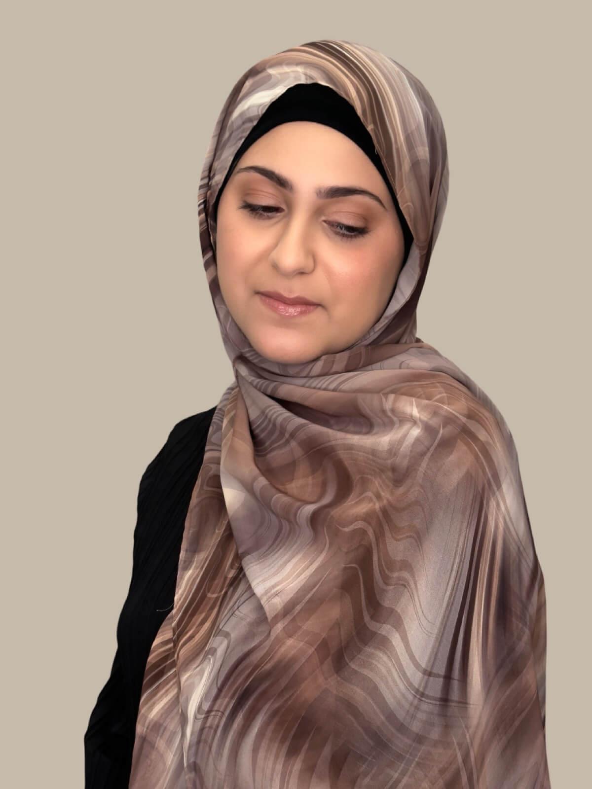 Modish Girl Printed Chiffon Hijab-Savanna Stripes