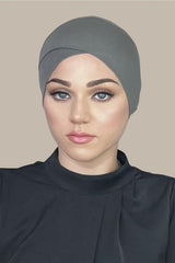 Premium Jersey cross front underscarf-Charcoal Grey