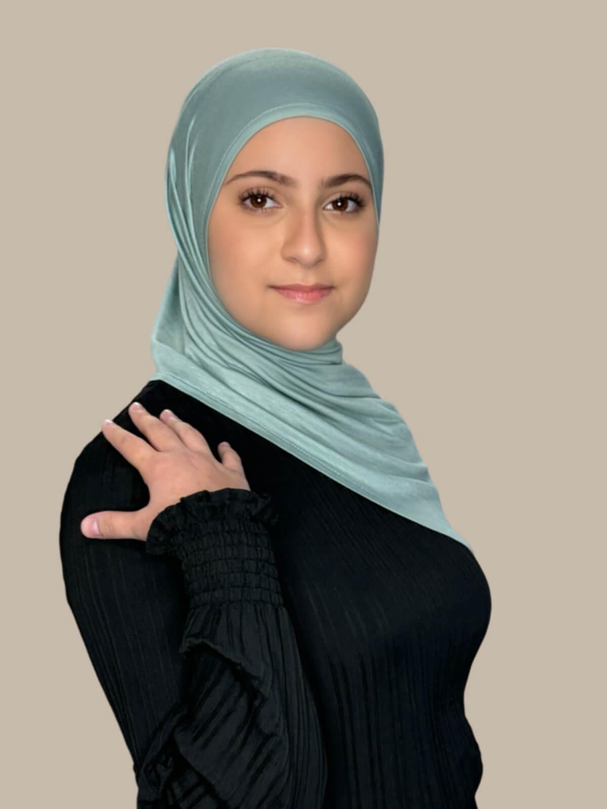 Modish Girl Pre-Sewn Jersey hijab-Pale Cyan