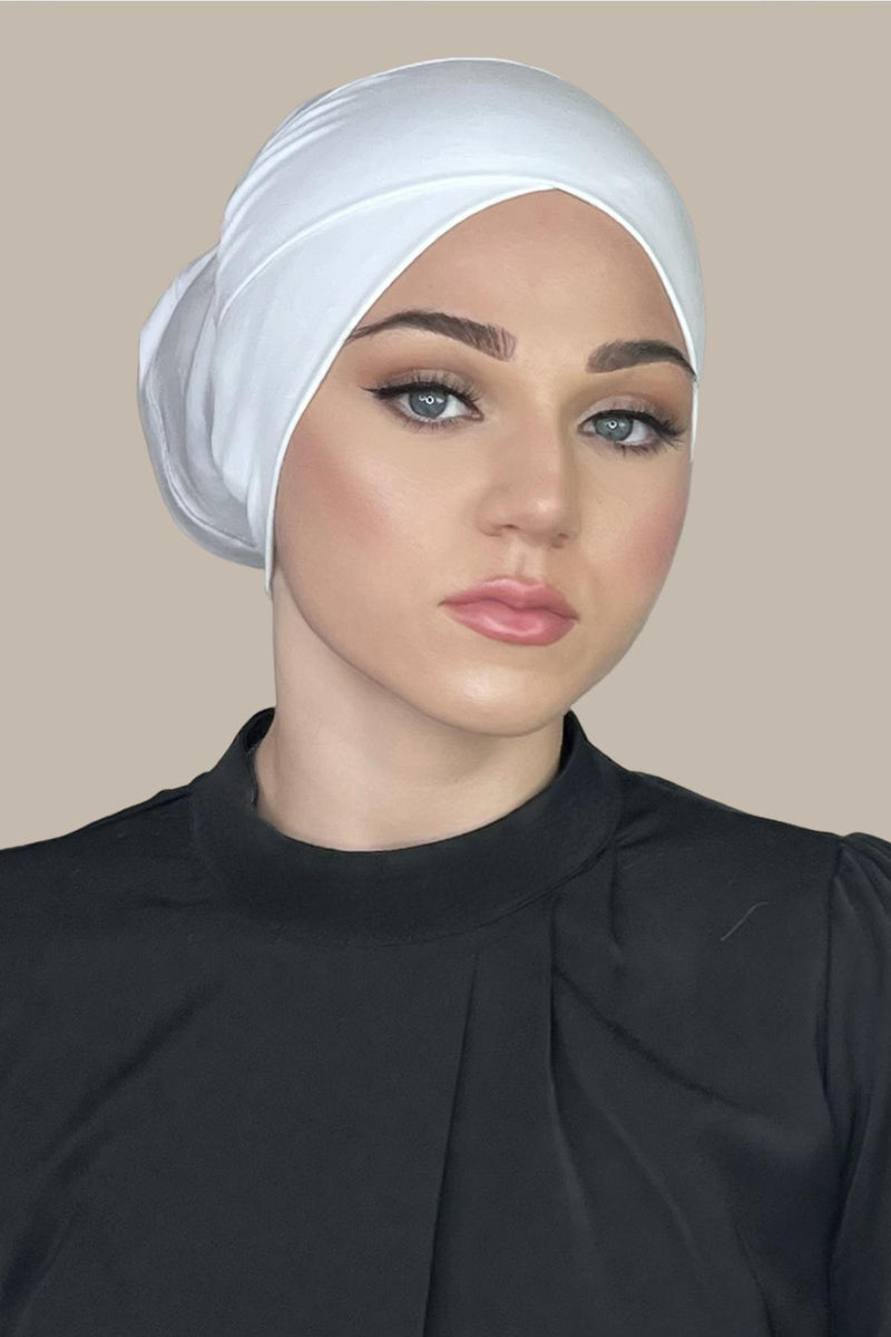 Premium Jersey cross front underscarf-White