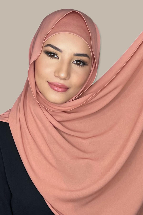 Matching Chiffon Hijab Set-Rose Wood