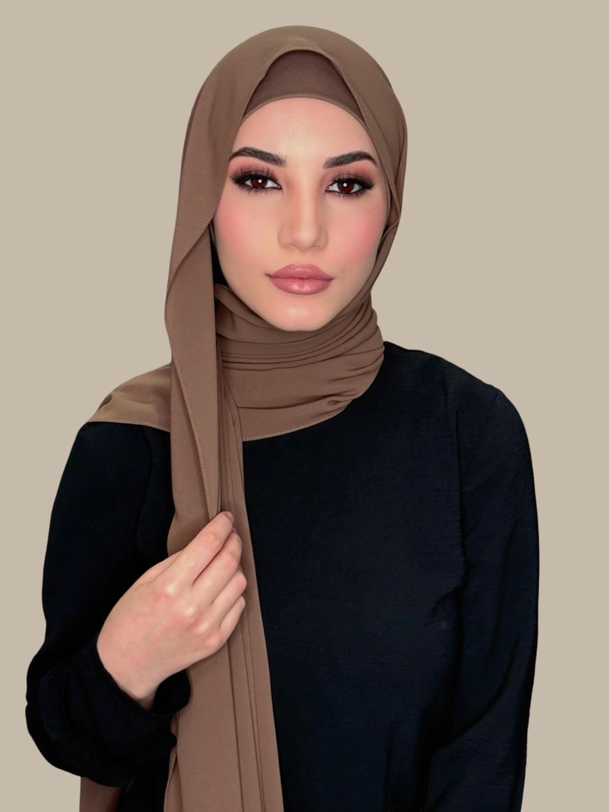 Matching Chiffon Hijab Set-Walnut Brown