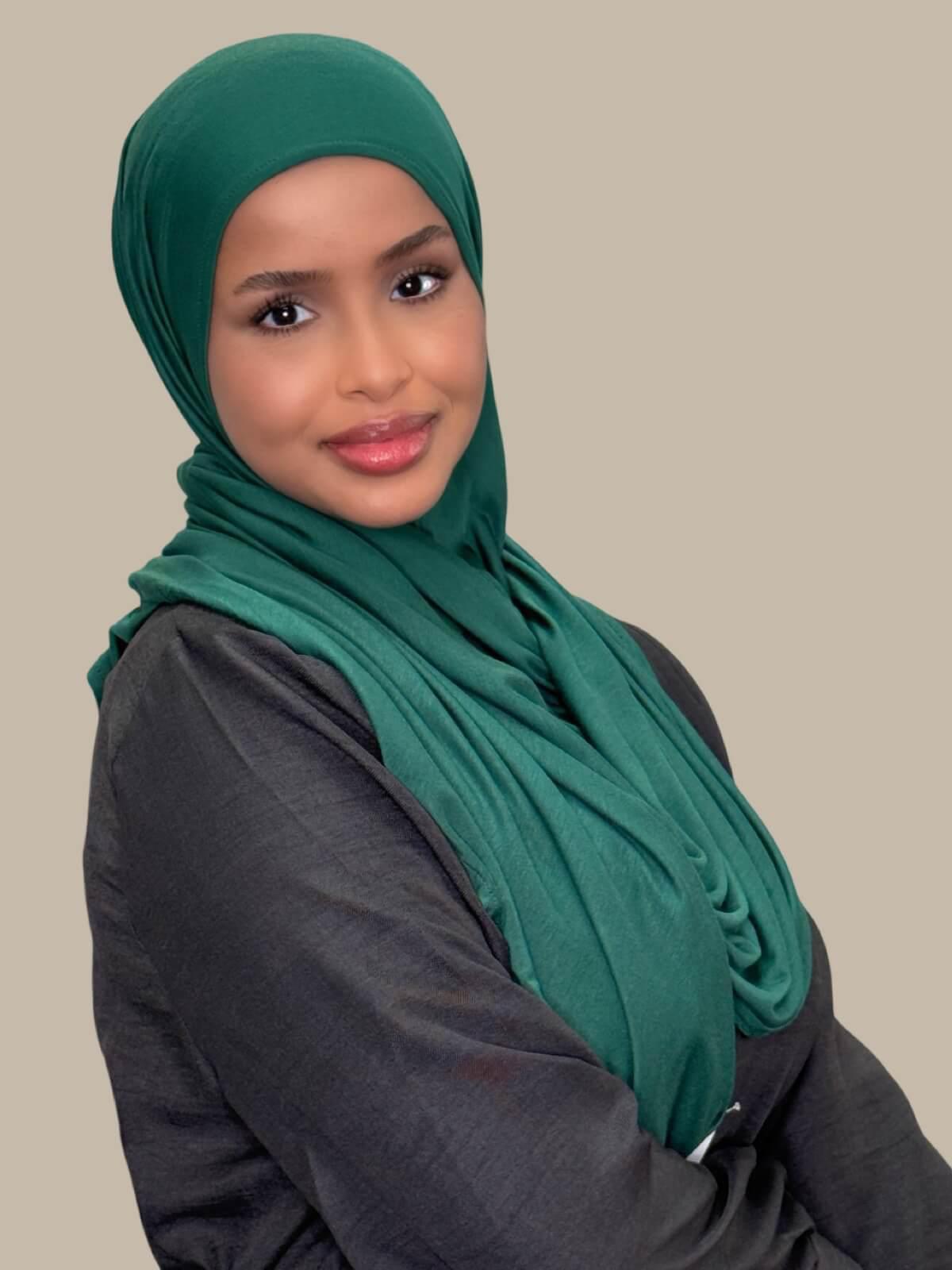 Pre-Sewn Jersey Hijab-Forrest Green