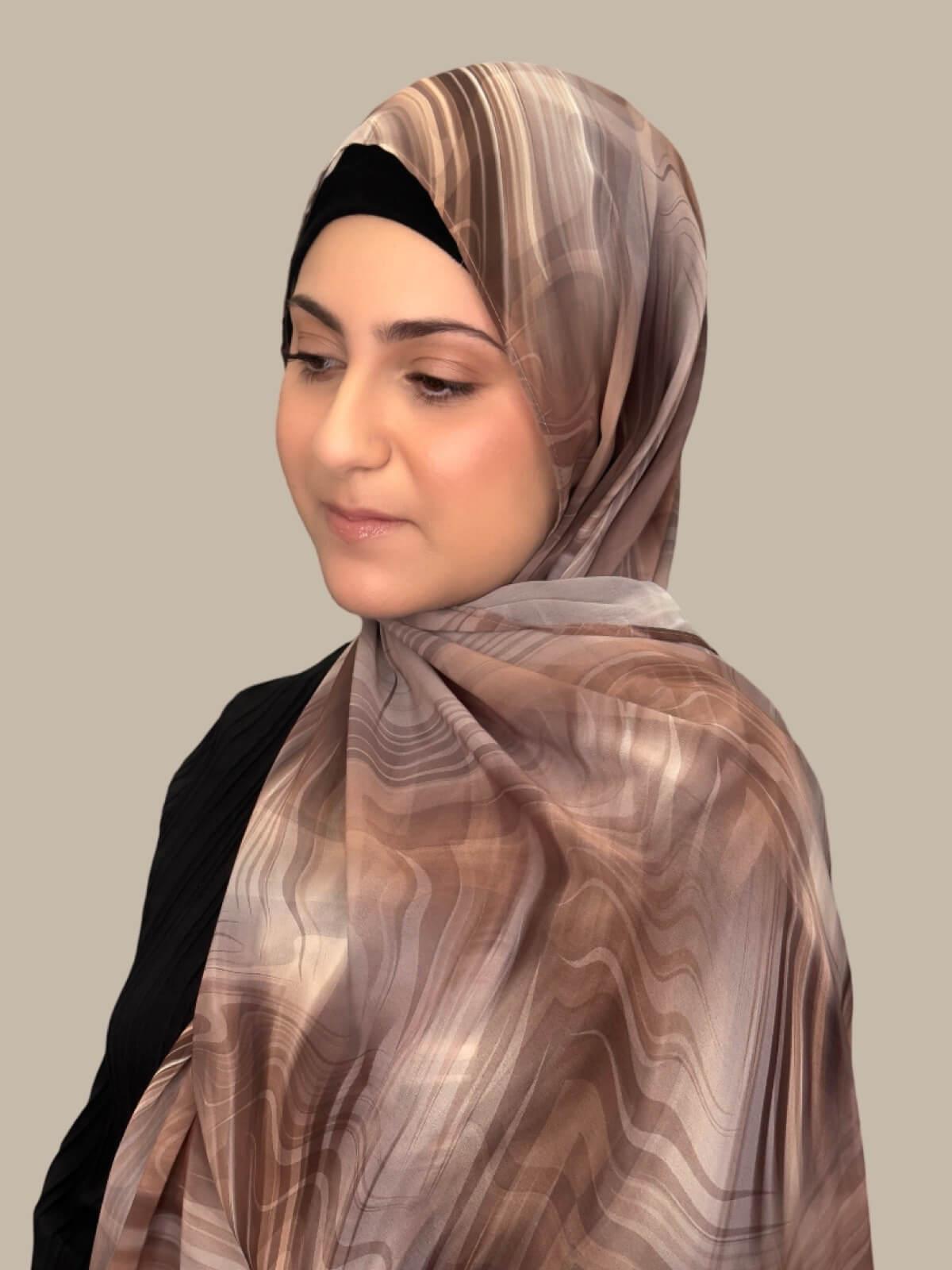 Modish Girl Printed Chiffon Hijab-Savanna Stripes